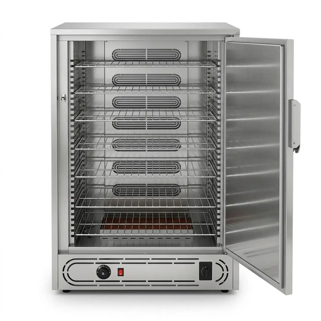 نمای داخل گرمکن غذا 70 نفره گازی با ترموستات آنالوگ و ترموکوبل به همراه یک سال گارانتی برند نوبل